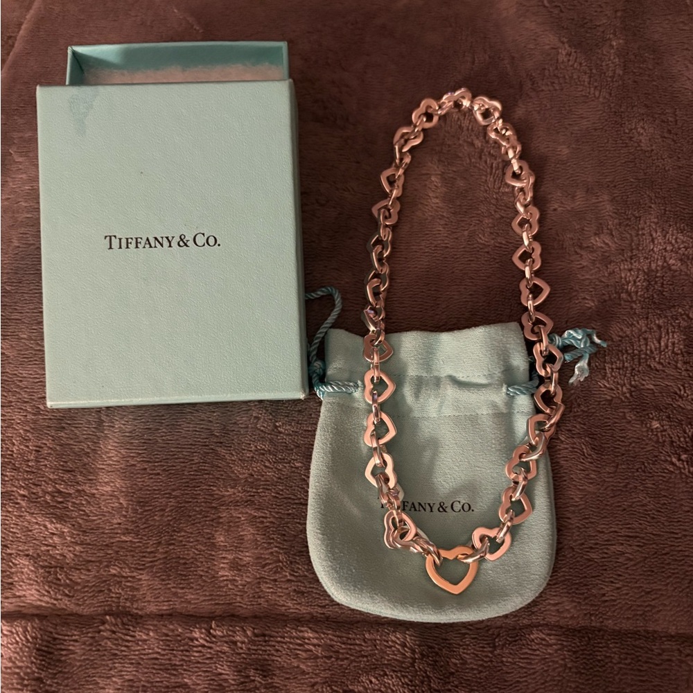 Tiffany & Co. SS/Gold Heart Link Necklace